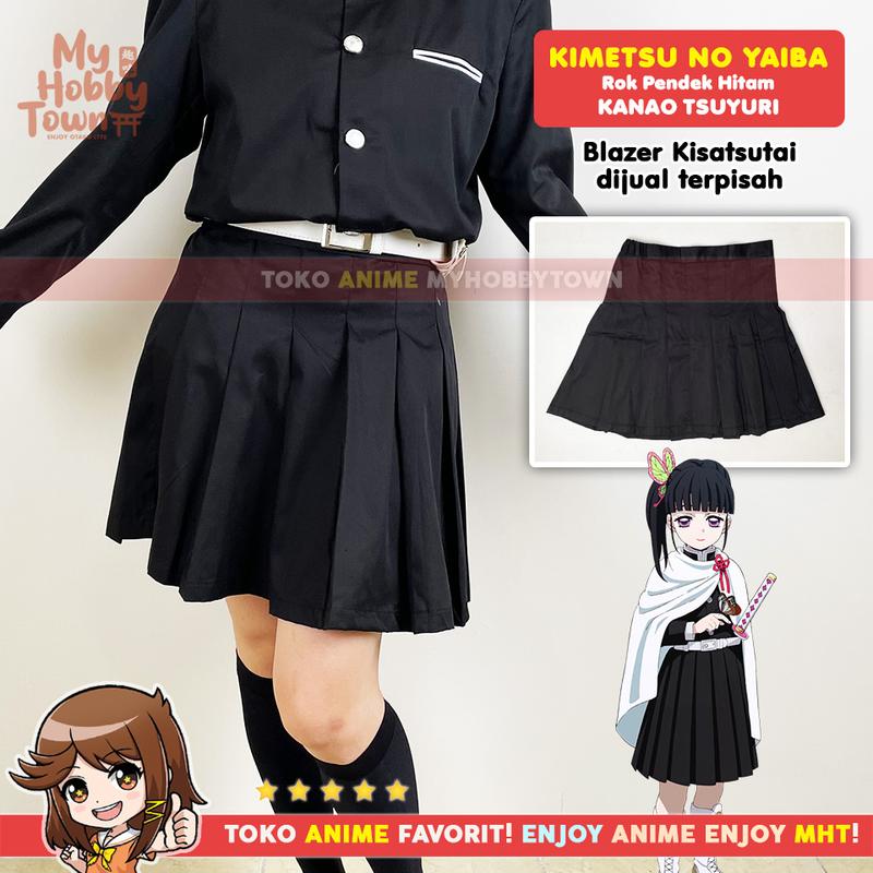 Rok Cosplay Kanao Tsuyuri Anime Kimetsu no Yaiba Demon Slayer Hitam Black Skirt 2