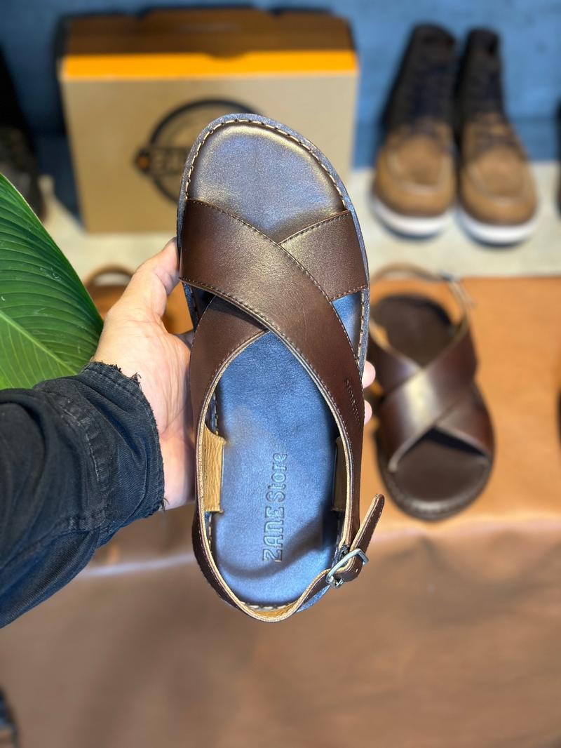 Product Introduction of Sandal nam full da bò đế da có dán vimbram bảo hành 12 tháng 10
