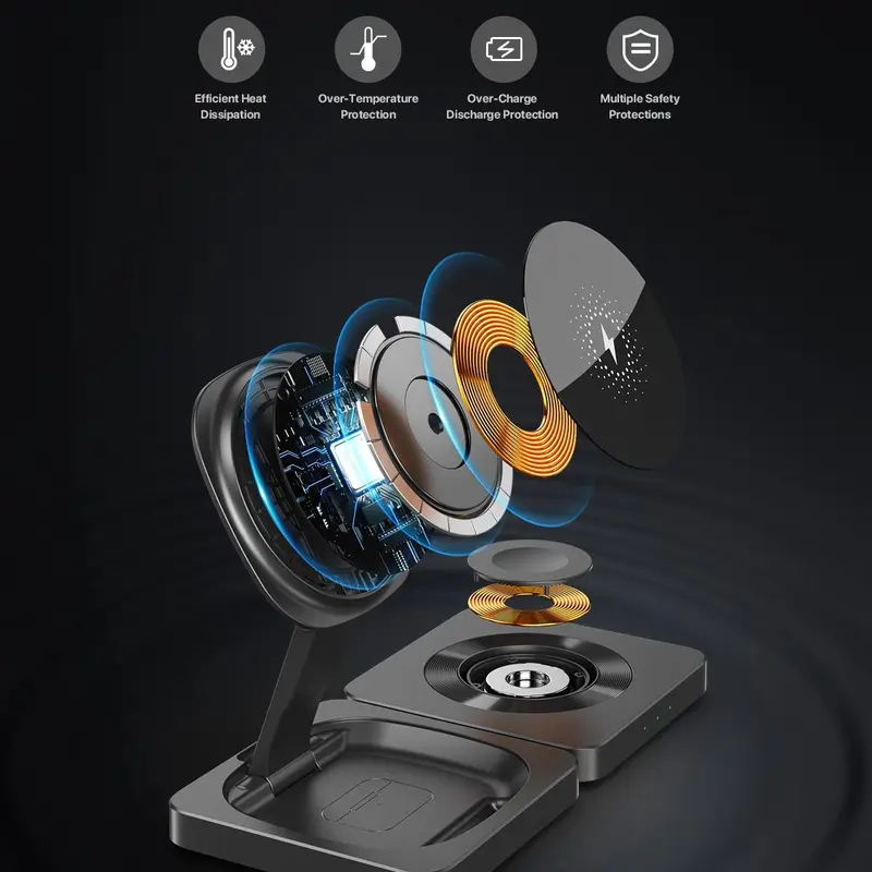 3 in 1 Wireless Charger, Multifunctional Wireless Charging Stand, Portable Charging Station for Phone, Watch & Earphone, Electronic, Charger Set, Mobile, Cellphone 2