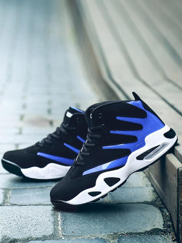 Men's 2024 New Arrival Summer Colorblock Lace Up Front Basketball Shoes, Casual Comfortable High Top Sneakers for Outdoor Sports, Running Shoes for All Seasons Bounciest Basketball Shoes,  High Top Tracks 6