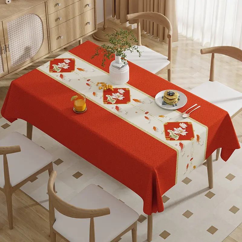 Khăn Trải Bàn PVC Họa Tiết Cành Đào Chống Thấm Nước Chống Thấm Dầu Trải Bàn Ăn Khăn Trải Bàn Cà Phê Gia Đình 2