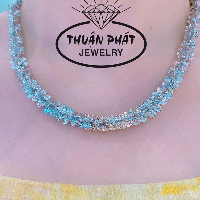Phụ Kiện Dây Chuyền Unisex Xoắn Pháo Hoa 10li Cắt Máy 9D Sáng Chiếu Đeo Cổ Sang Trọng Trang Sức Bạc Ý Xi Kim- Bạc Thuận Phát
