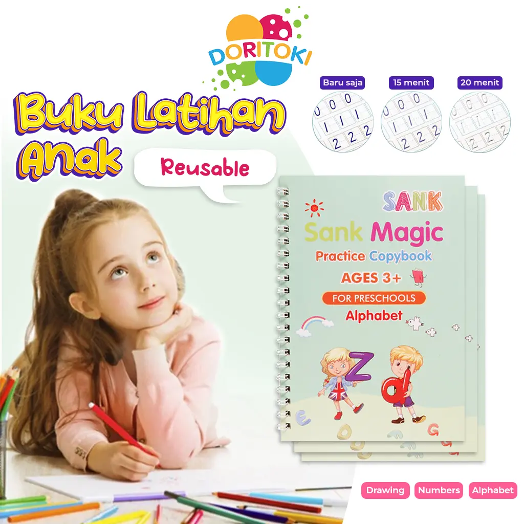 Doritoki SANK Magic Practice Book 1 SET ISI 4 BUKU + PULPEN