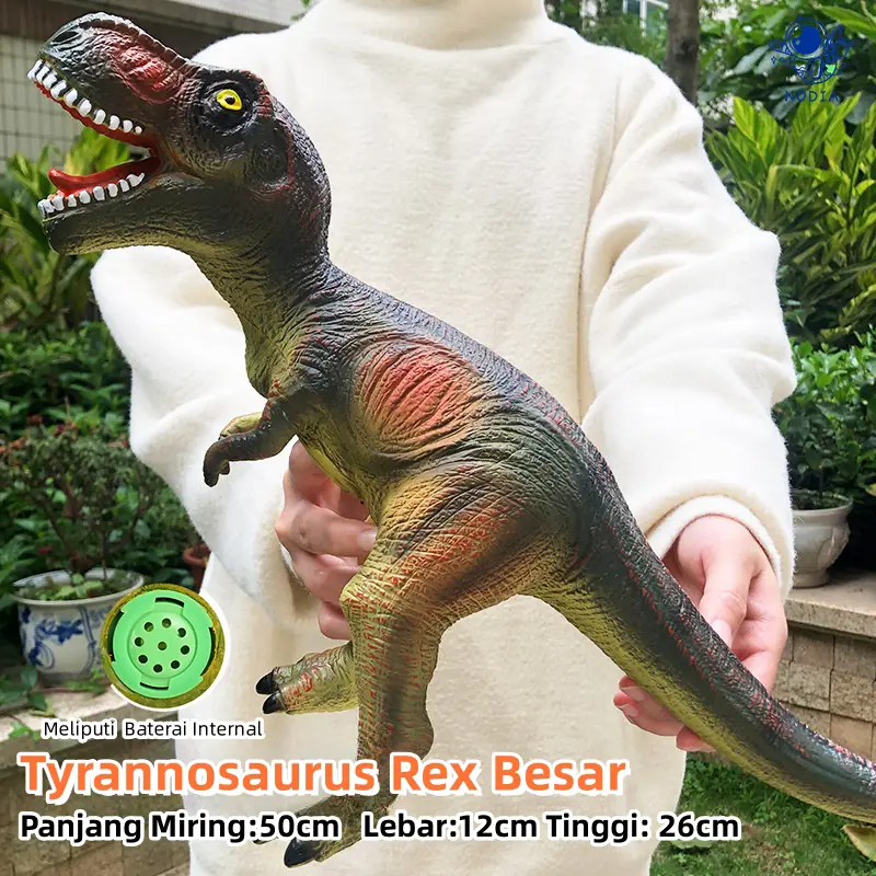 NODIA Simulasi mainan dinosaurus plastik lunak Tyrannosaurus Rex  dinosaurs mainan dino bunyi dinosaurus besar 40-50cm  Model Jurassic Mainan efek suara dinosaurus Hadiah Mainan Anak-Anak