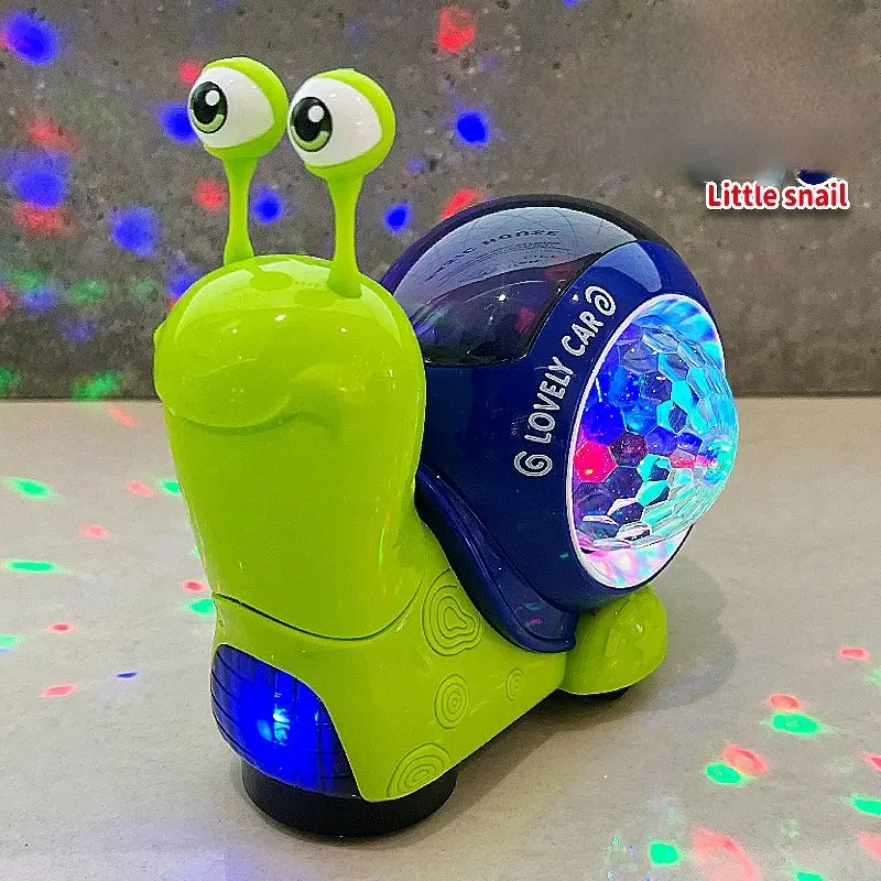LIVE CODbaru listrik universal ayunan mengangguk siput kecil dan umang-umang, pencahayaan proyeksi musik Q mobil mainan siput lucu, mainan anak-anak, mainan listrik toys 7