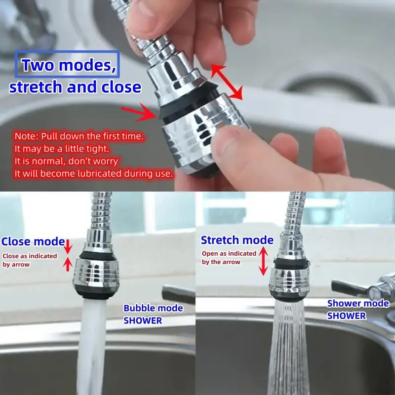 Kitchen Faucet, 360 Degree Rotating Faucet Aerator, 2 Modes Extension Tube, Sink Aerator, Kitchen Fixture Accessories, Gifts For Girlfriend 5