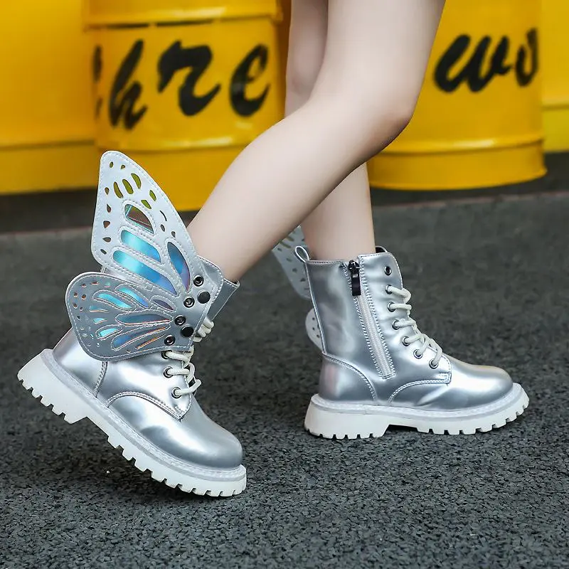 [JEWELS KIDS] PARRIS BUTTERFLY BOOTS/SEPATU BOOTS FASHION ANAK TANGGUNG /SEPATU BOOTS KOREA ANAK/SEPATU SILVER 2
