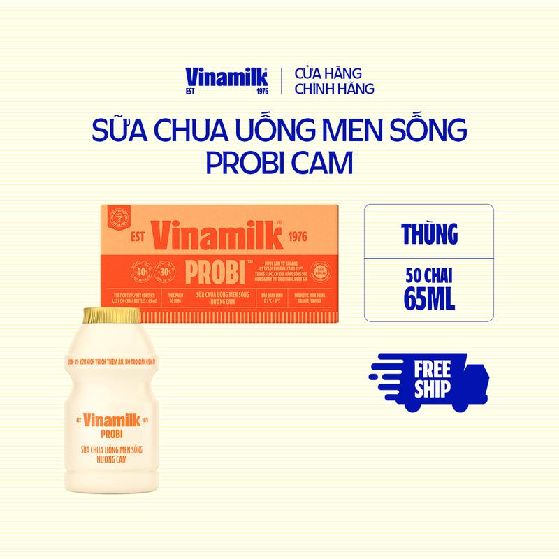 CHỈ GIAO THÀNH PHỐ LỚN BÁN KÍNH 10KM Thùng Sữa Chua Uống Men Sống Hương Cam Probi Pedia+ _ 10 Lốc x Chai 65ml