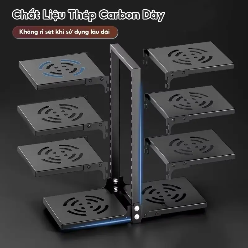 Kệ để xoong nồi nhiều tầng 4+3 tầng có thể điều chỉnh lên xuống 3
