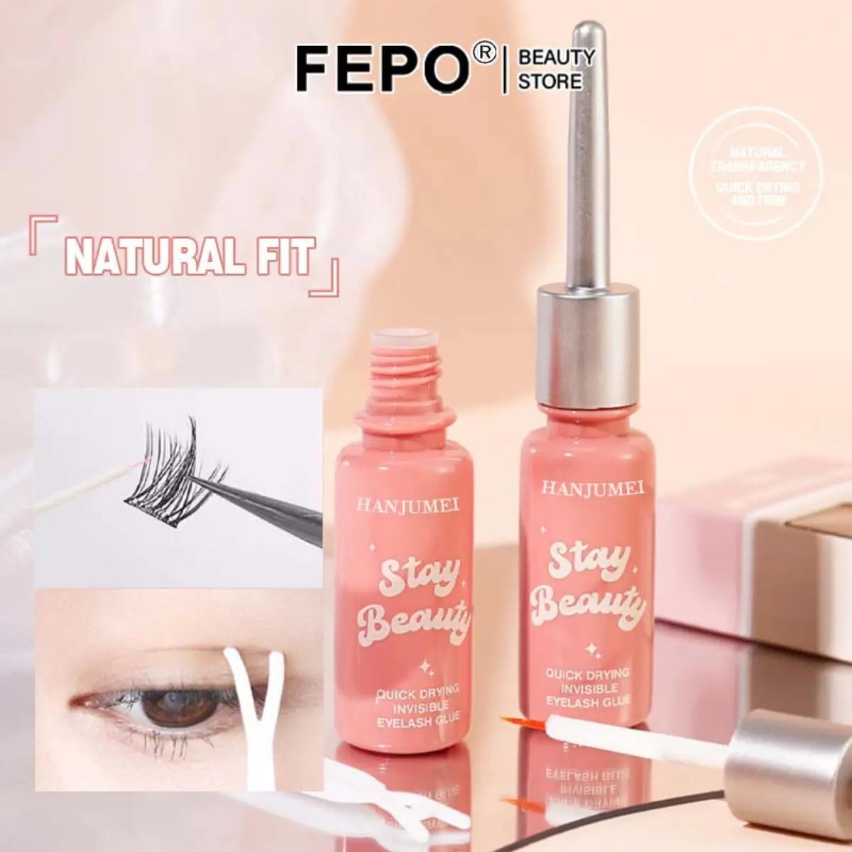 Bulu Mata Palsu, Ditambah Tongkat berbentuk Y, Membentuk Kelopak Mata Berganda, Kalis Air, Tidak Kelihatan, Tahan Lama, Cepat kering, Botol,Makeup Bulumata