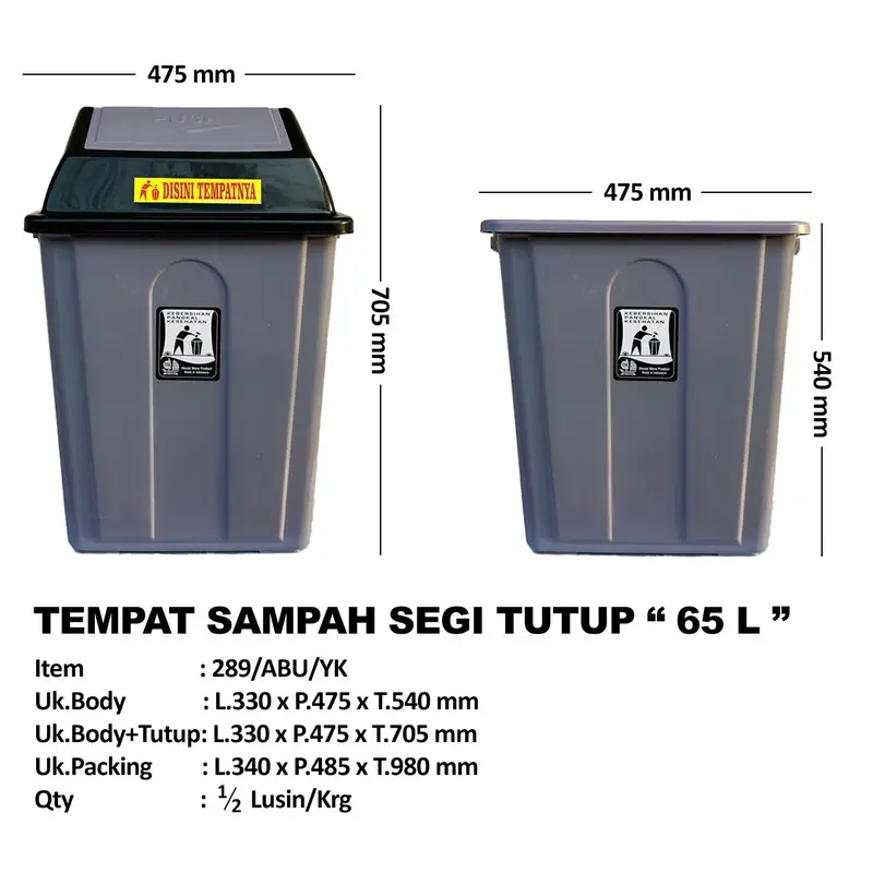 MPW / YUTAKA Tempat Sampah Abu / Silver 65 Liter, 100 Liter 2