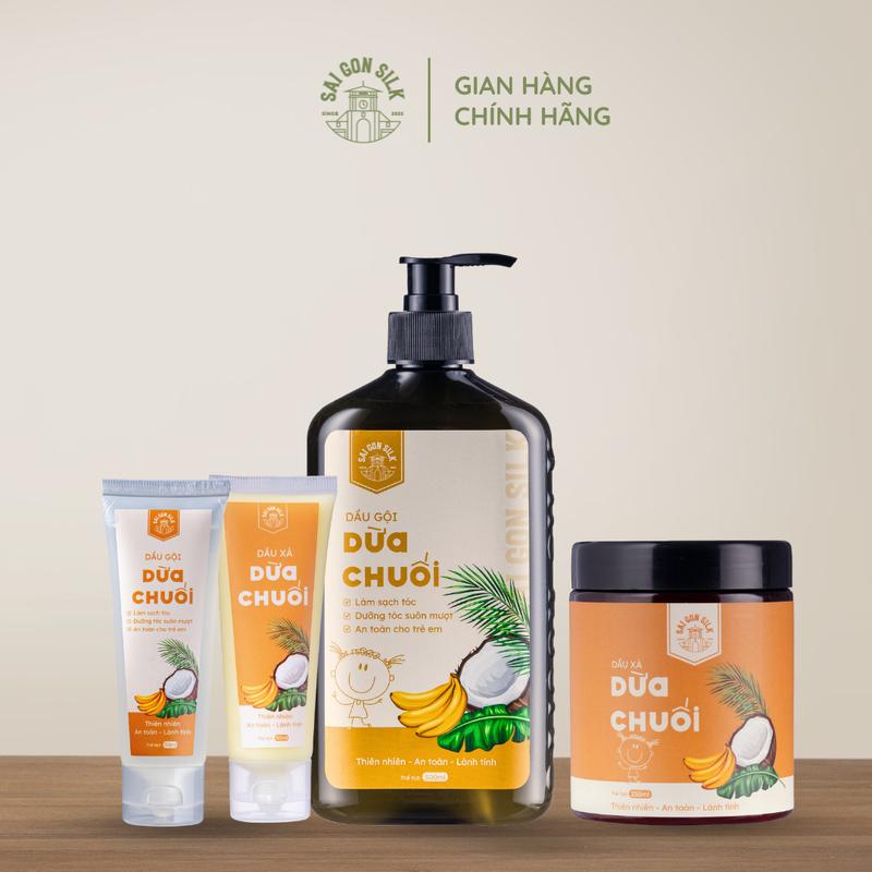 Dầu gội Dừa Chuối Saigon Silk dành cho bé - chiết xuất từ nước dừa tươi dầu gội  thảo dược xịt  kích dầu  gội