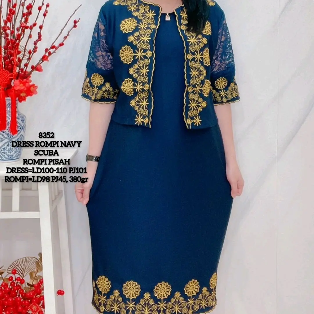 DRESS kode 3538  *ROMPI LEPAS* Original Bordir  Material : SCUBA & brukat Liburan