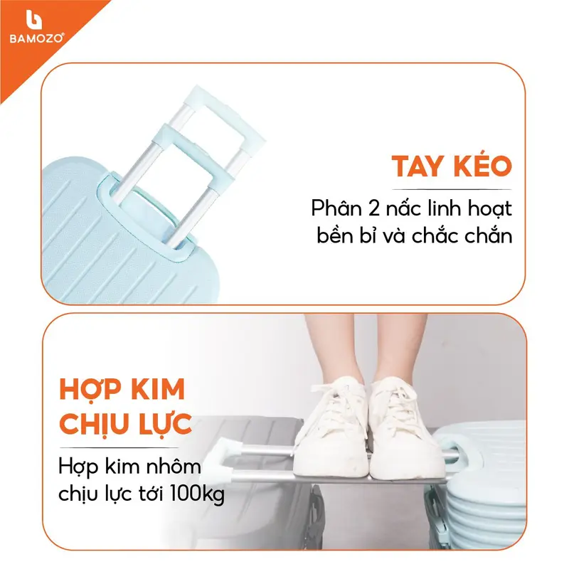[CHÁY HÀNG 6/6] Combo Vali Bamozo 8812 Cao Cấp + Cốp Mỹ Phẩm Size 20/24 Nhựa ABS PC Bền đẹp 5