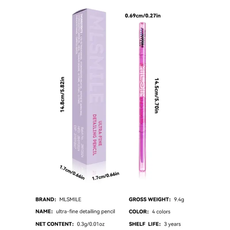 Double-ended Eyebrow Pencil, 1 Count Waterproof Long Lasting Eyebrow Pencil, Brow Styling Brush, Eye Brow Makeup Tool for Women, Cosmetic 2