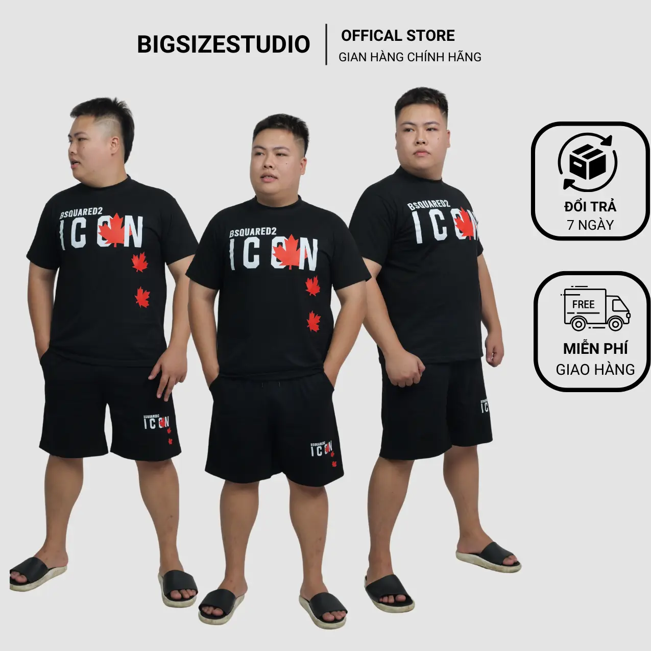 Set bộ áo và quần, in 3 lá nam nữ có size đến 150kg BSCOUTURE