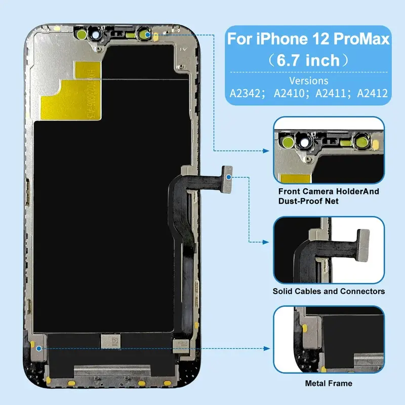 LCD OLED, AAA, dành cho iPhone X, XR, XS Max, iPhone 11, 12, 13, Pro Max, 13 Mini, 14 Plus và 15, Lắp ráp số hóa màn hình hiển thị 5
