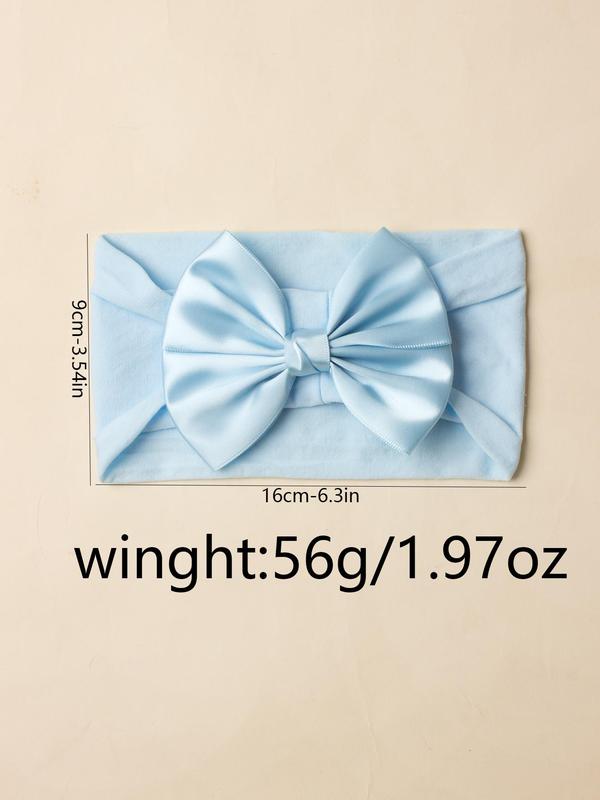 5pcs Baby's Cute Bow Decor Headband, Solid Color Wide Band Hair Accessories For Newborn 8