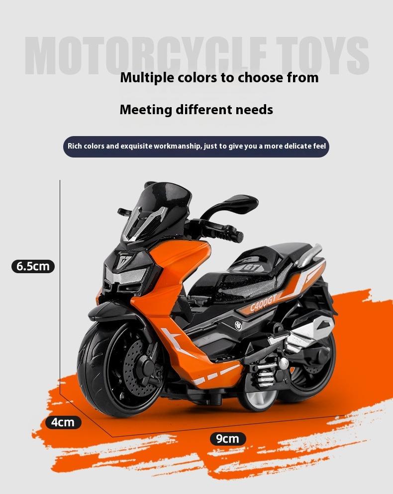 Product Introduction of Alloy Pull Back Motorcycle Simulation Pedal Toy Car Model Keychain Pendant Gift Clip Doll Gift 2