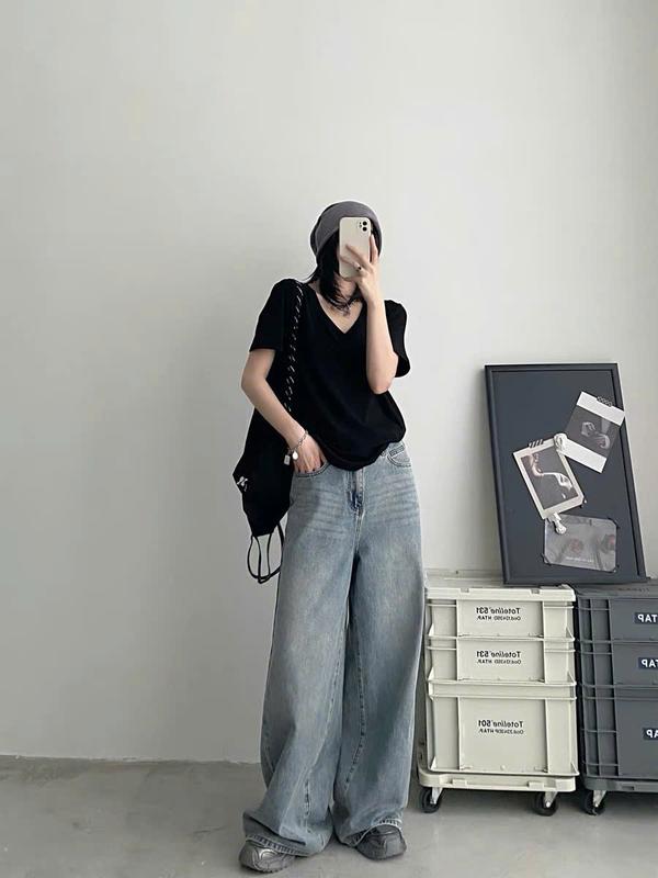 ÁO THUN CỔ TIM NỮ TRƠN DỄ PHỐI ĐỒ OVERSIZE <72KG Top Cổ Tròn Nữ Cotton Women 4
