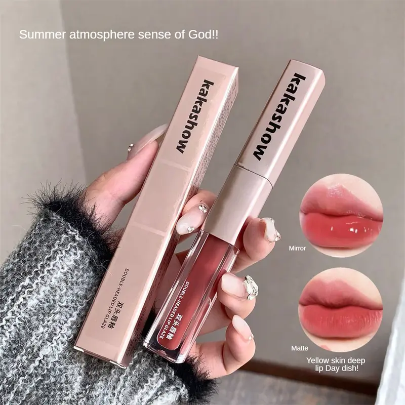 Son Môi Lì, Kakashow, Son Kem Hai Đầu, Lâu Trôi, Nhung Sương Mềm, Lì, Tự Nhiên, Mịn Màng, Nhẹ, Son Bóng Nước, Không Thấm Nước, Không Dễ Cởi Trang Điểm, Không Khô, Cốc Không Dính, Giá Cả Phải Chăng, Mỹ Phẩm 0