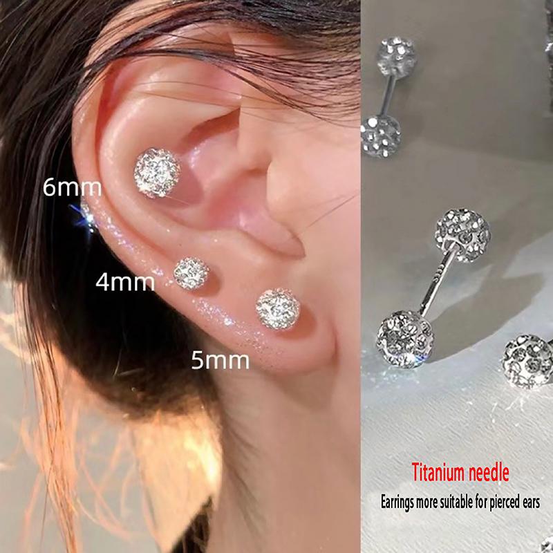 Bông Tai Đinh Tán Bóng Tròn, Thời Trang, Unisex, Dành Cho Phụ Nữ Và Nam Giới, Được Làm Bằng Thép Titan Phụ Kiện Sáng Bóng 0