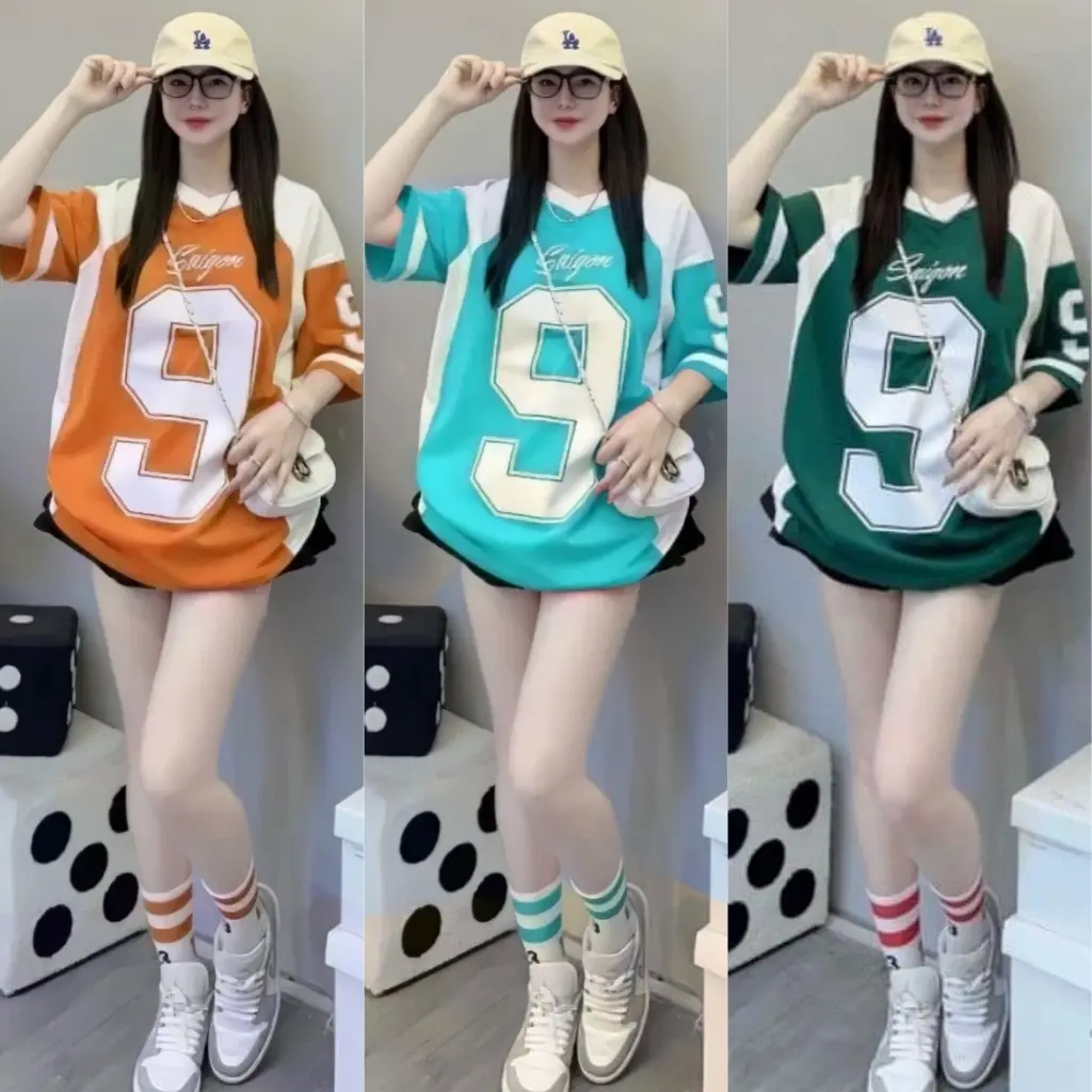 Áo Thun Thể Thao Thông Dụng Phong Cách Hàn Quốc, Số Không. 2025 Áo Thun Nữ Jersey 9, Ngoại Cỡ, Dáng Rộng Vừa Vặn, Tay Ngắn, Phong Cách Cổ Điển Đường Phố Cao Cấp, Được Nam Và Nữ Mặc