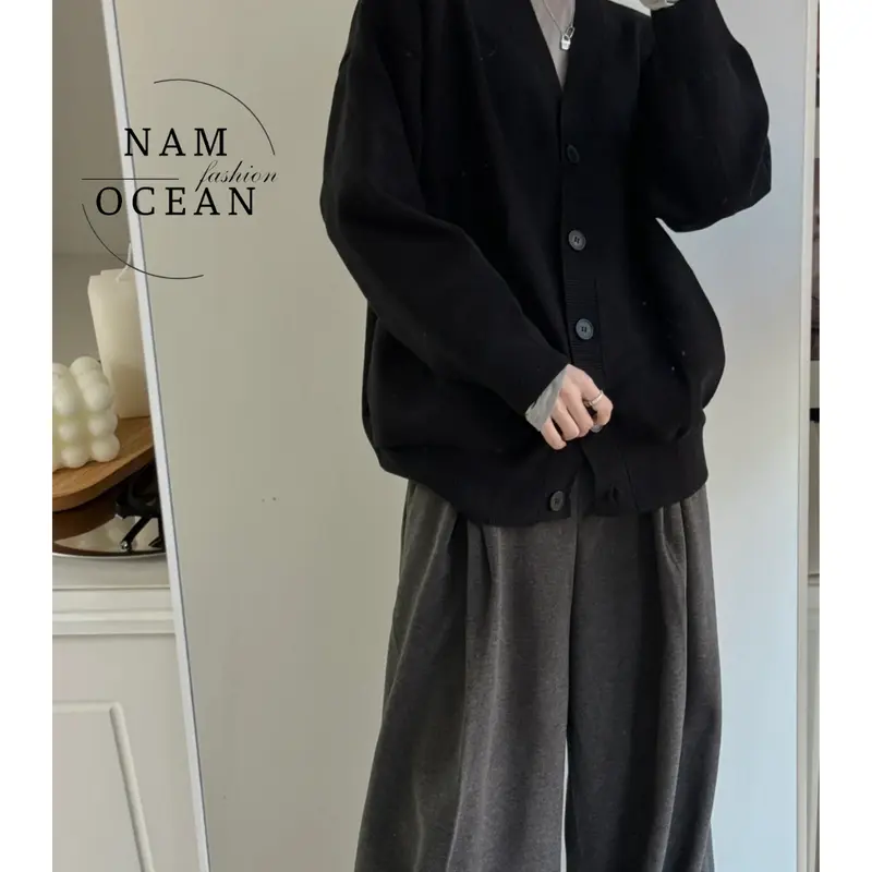 (NAM OCEAN)_Áo Cardigan Nam Nữ Phong Cách Hàn Quốc Dễ Dàng Phối Đồ Phù Hợp Đi Học Đi Chơi M26 Nam Ocean Menswear Jacket Nhung Kem 6