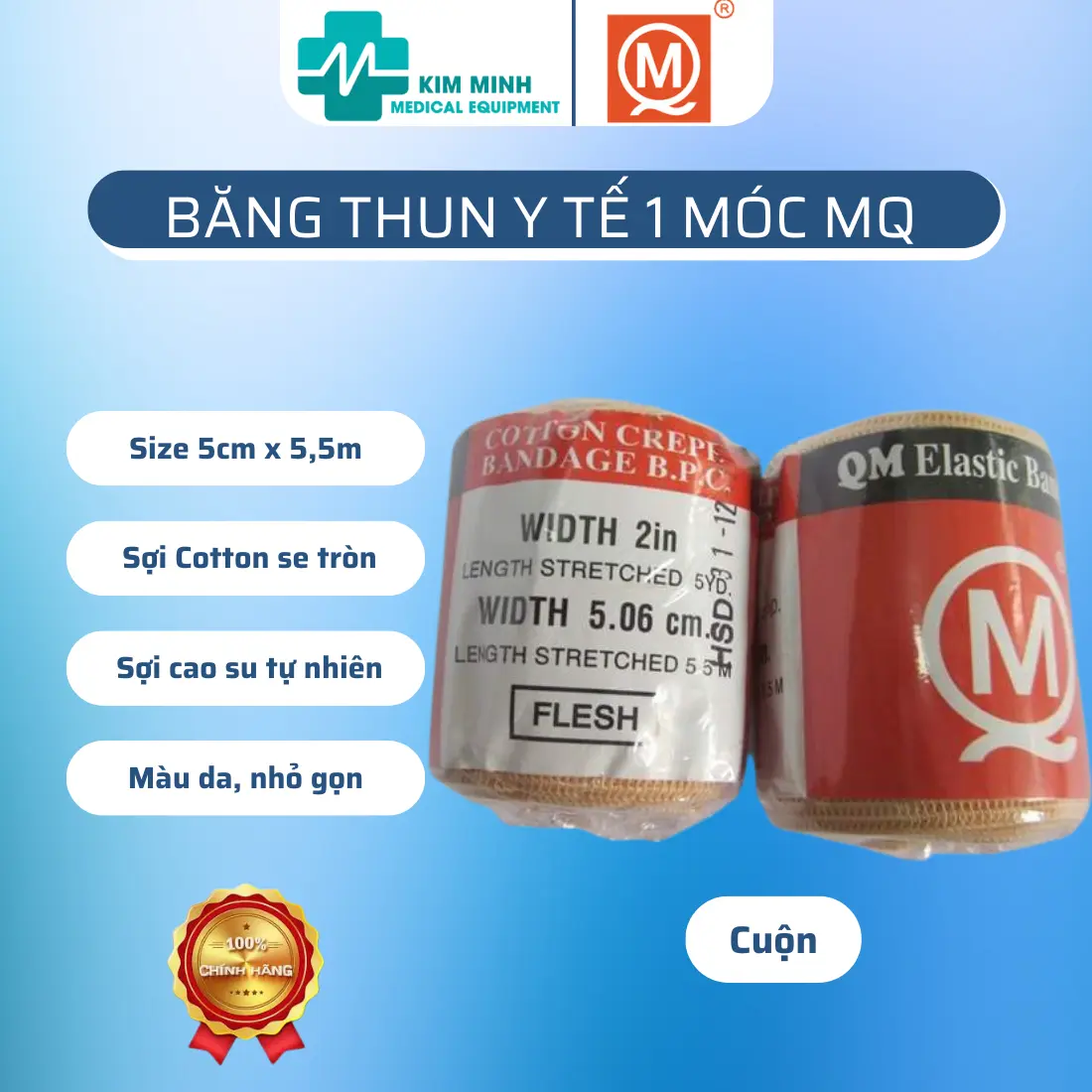 Băng thun y tế co giãn 1 móc, 2 móc, 3 móc, 4 móc hãng MQ