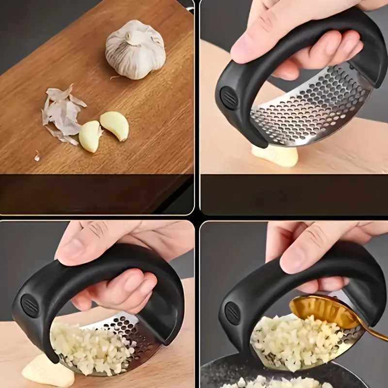 Purchase a Stainless Steel Garlic Crusher - Manual Vegetable Cutter and Fruit Crusher for Restaurants and Supermarkets - Easy-to-Use Kitchen Gadget 4