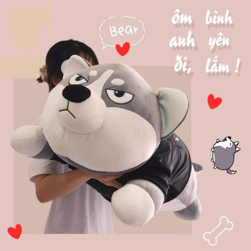 [GBSR] Gấu bông Ôm Chó Husky Ngáo SIZE 1M5 Siêu To Khổng Lồ ️Gấu Nhồi Bông