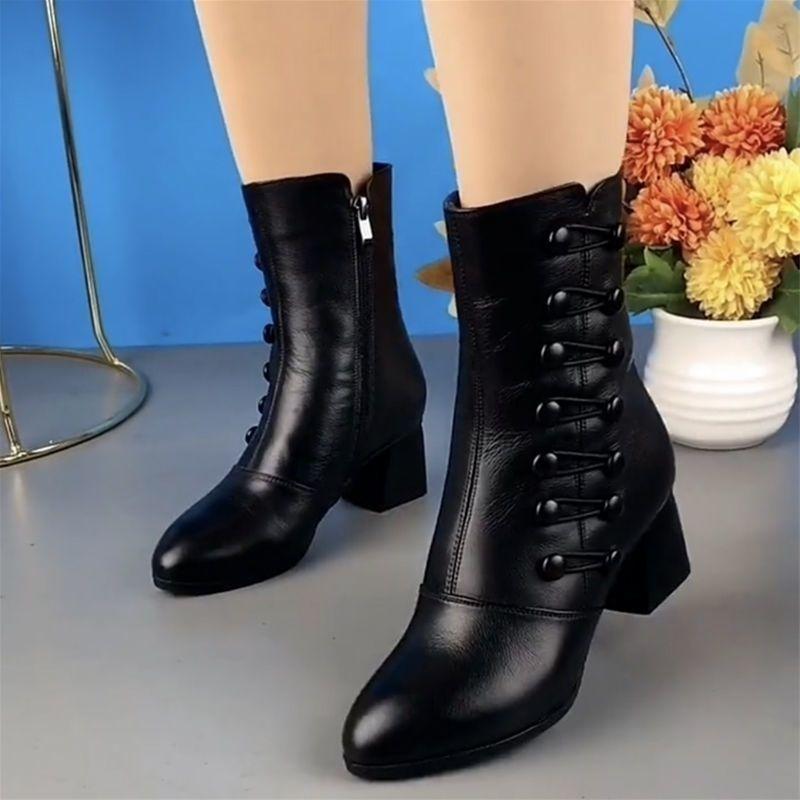 Product Introduction of Bốt Ngắn Cho Nữ, Chất Lượng Cao, Gót Trung Bình Mới, Giày Giữa Bắp Chân, Chất Liệu Cotton, Lót Lông Cừu, Ấm Áp, Thời Trang, Đế Mềm, Dễ Phối Đồ, Thích Hợp Cho Phụ Nữ Shoes Boot 9