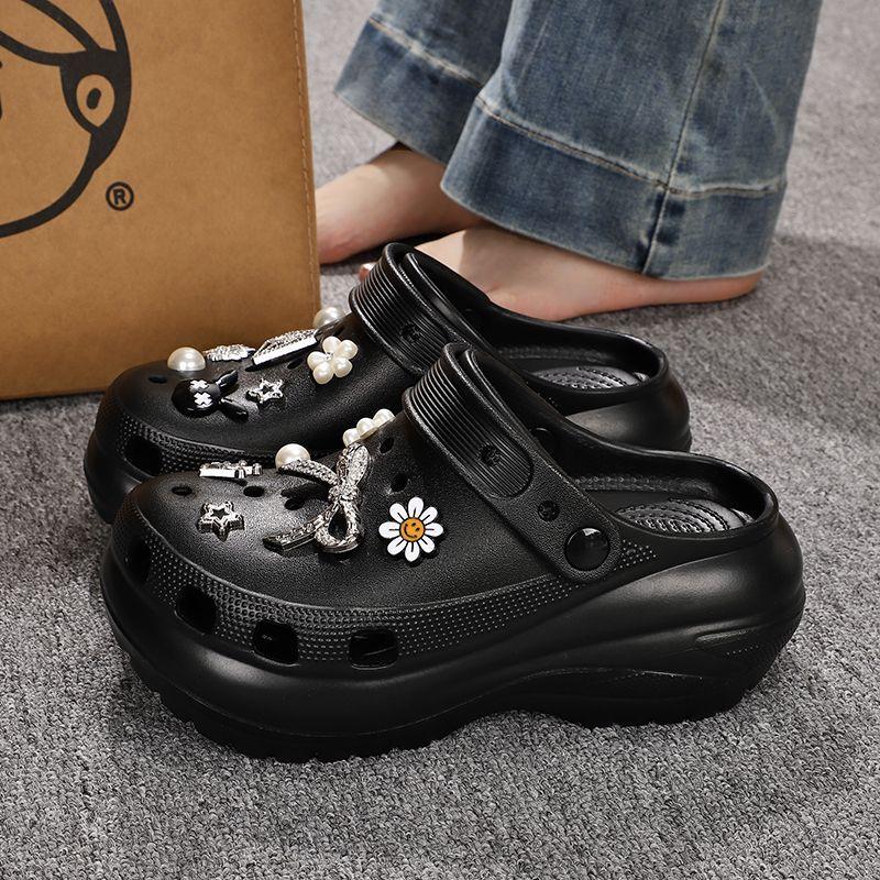 Product Introduction of Croc Shoes Women Non-Slip Fashion 2024 Height Increasing Thick Sole New Slippers Outdoor Summer Sandals Beach Closed Toe 1