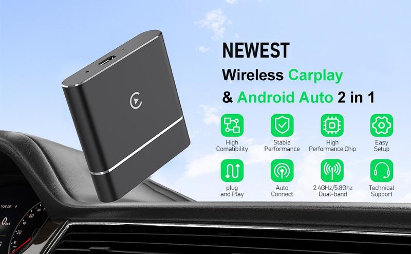 Product Introduction of Wireless CarPlay & Android Auto2in1 Wired to Wireless Vehicle Navigation Music and Phone Calls Video Accessories 10