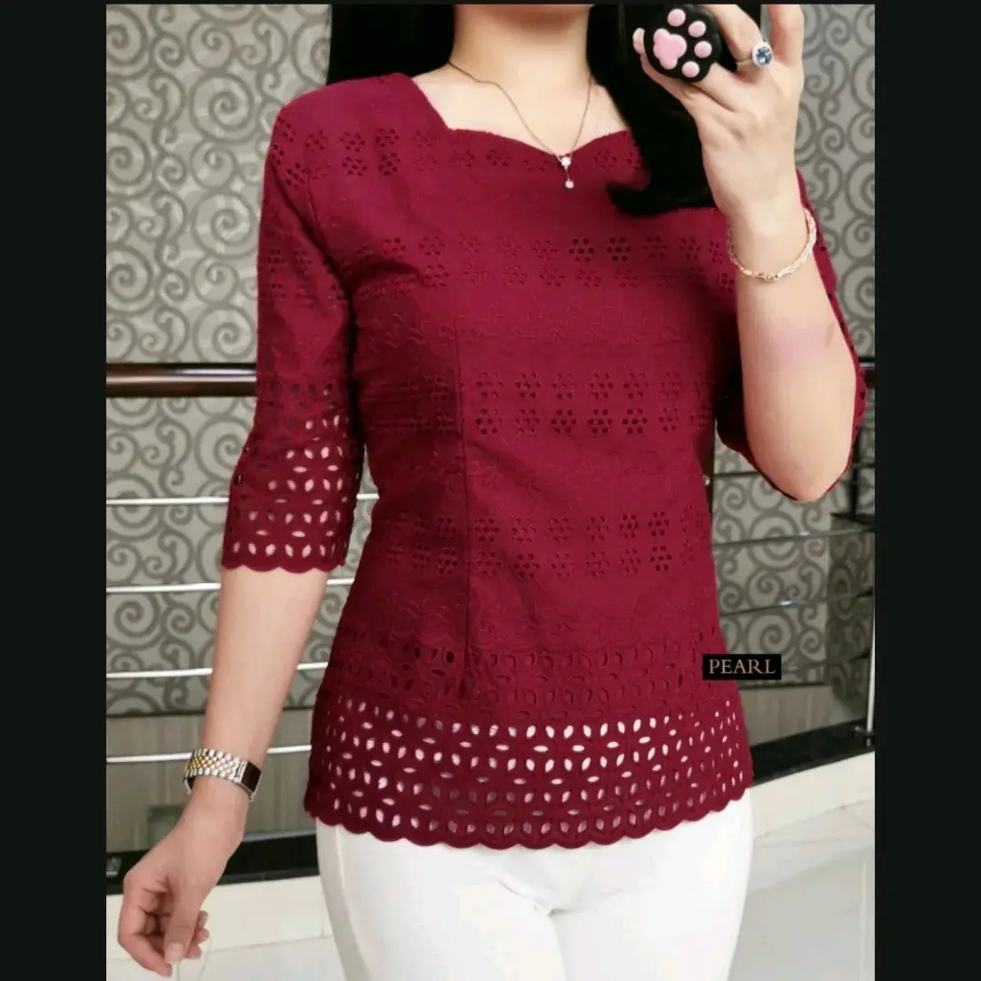 Blus Katun Bolong Premium sudah lapis furing bisa COD