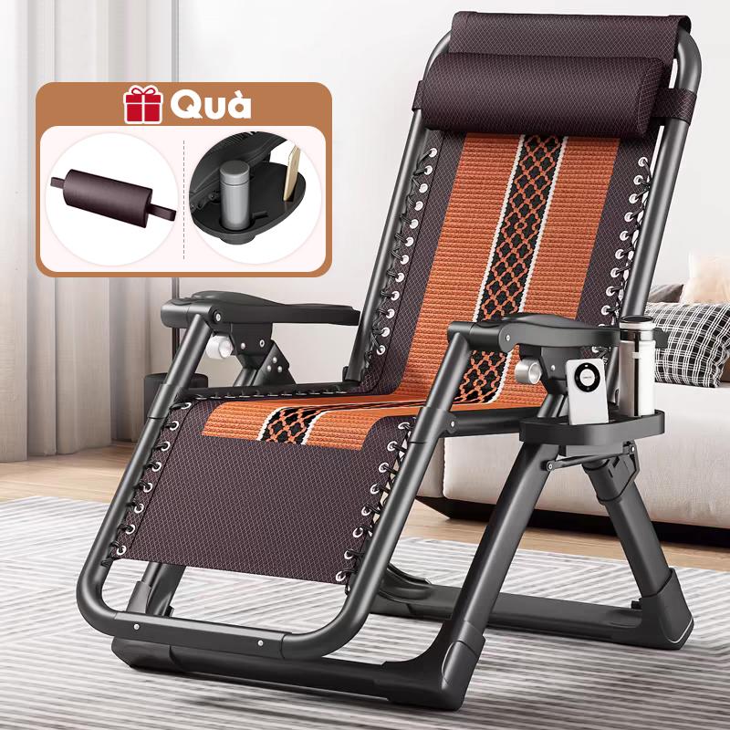 Ghế Xếp Thư Giãn Ghế Gấp Gọn Ghế Xếp Ghế Nằm Ghế Ngủ Trưa Chất Liệu Lụa băng lụa đá 3D Air đệm thoáng khí và mát mẻ thiết kế công thái học làm giảm mệt mỏi có thể chịu tải 150kg. giường gấp đa năng inox