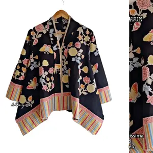 Blus Batik Kartini Mawar Katun Bunga Panjang Wanita Atasan Motif