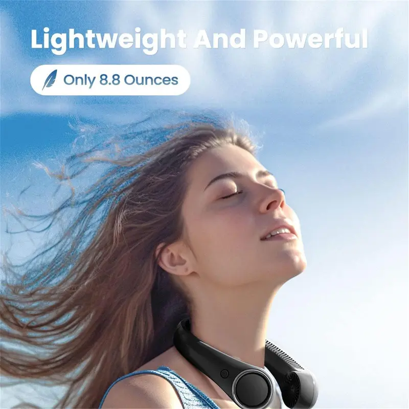 Portable Neck Fan, USB Rechargeable Hand Free Bladeless Neck Fan, 3 Speeds 72 Air Outlet, Adjustment Personal Cooling Fan for Traveling Office 2