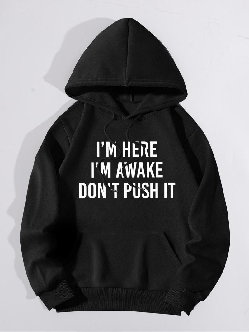 Product Introduction of Women's Letter Print Drawstring Pocket Hoodie, Casual Long Sleeve Hooded Sweatshirt for Fall & Winter, Yoga Hoodie, Women's Clothes for Daily Wear 1