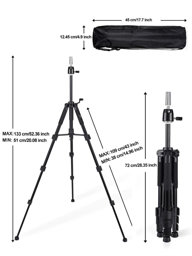 Product Introduction of Wig Stand Tripod, Adjustable Mannequin Head Stand with Hook, Professional Manikin Head Tripod, Hair Extension & Wigs Accessories 1