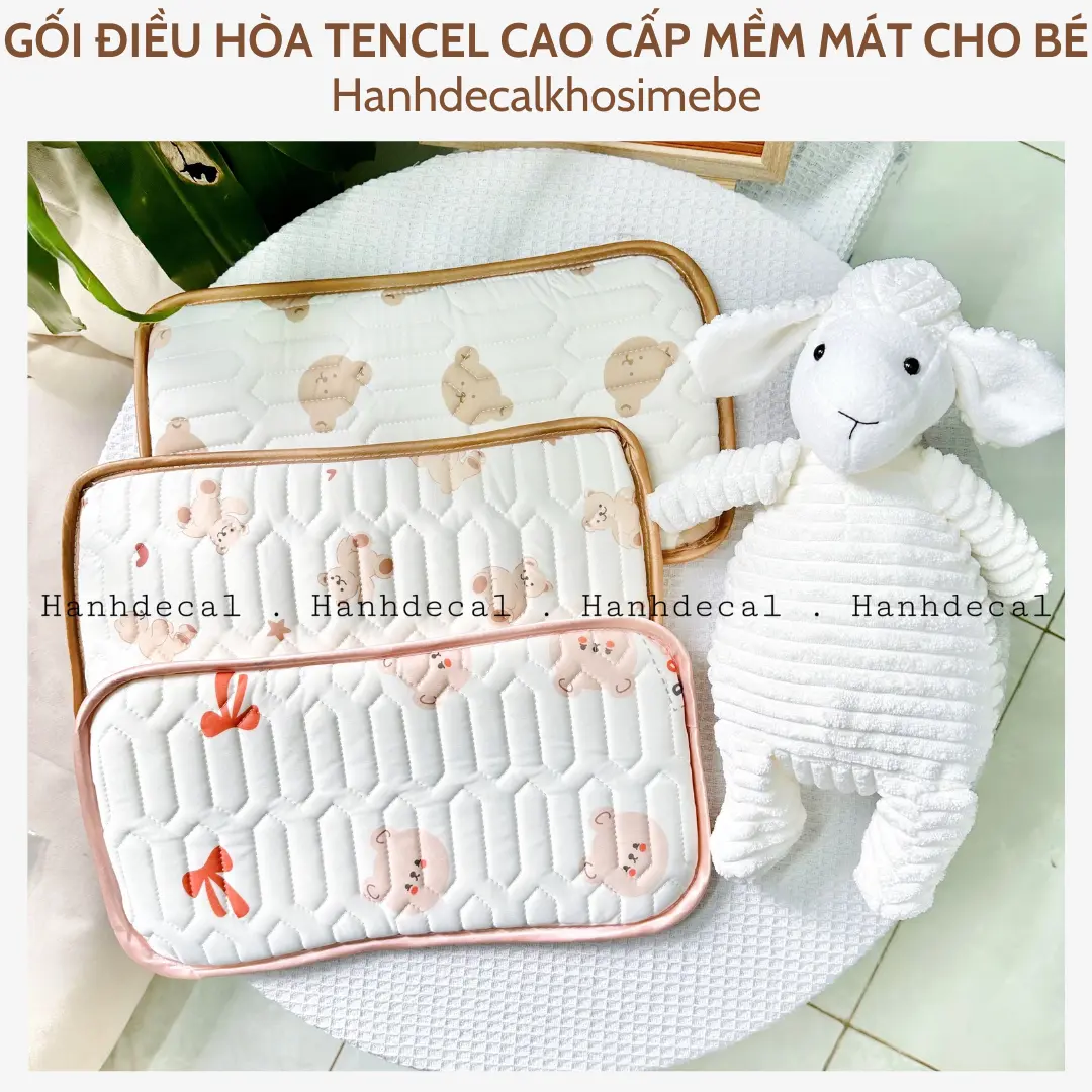 Gối Điều Hòa Tencel Cao Cấp Thoáng Mát Và Êm Ái, Thấm Hút Mồ Hôi Tốt Cho Bé Từ Sơ Sinh KT 20x38cm