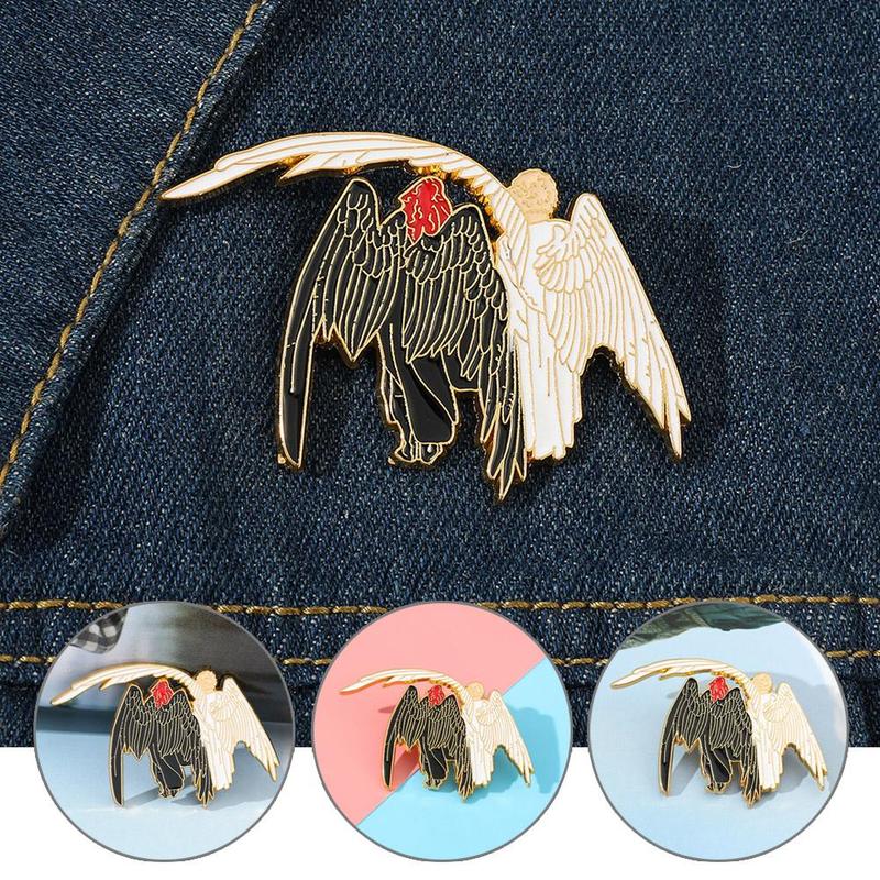 Product Introduction of Hard Metal Pin Black And White Angel Series Cartoon Couple Brooch Angel & Demon Angel Demon Badge Accessories 25