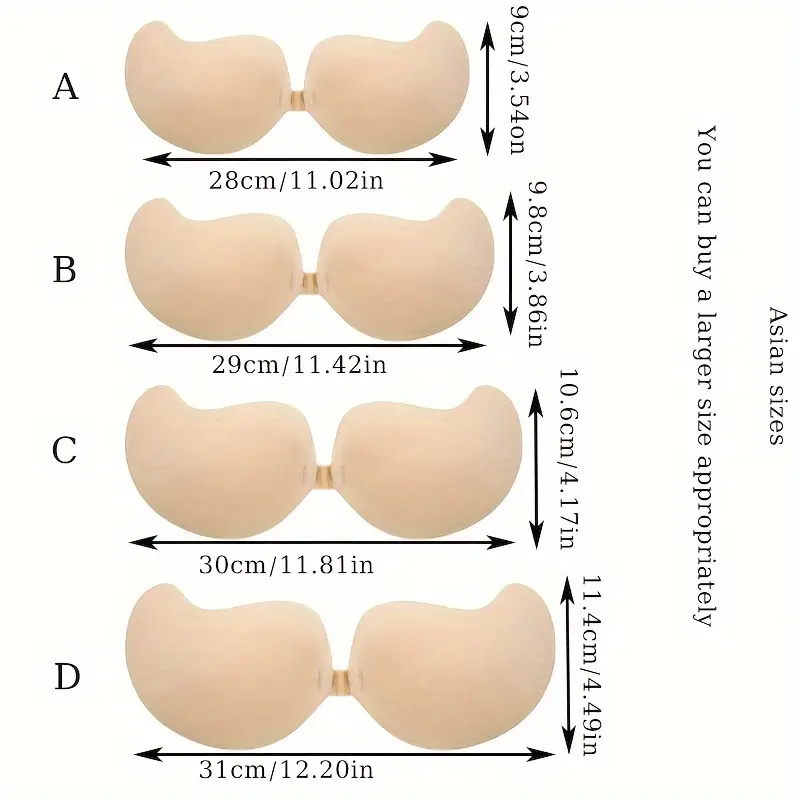 [Self-Adhesive Lifting Bra] Strapless Self-Adhesive Mango-Shaped Invisible Stick-On Bra | Black & Beige, Womens Lingerie Underwear Accessory, Seamless, Slip-Proof  Fabric Womenswear  Polyester Comfort 4