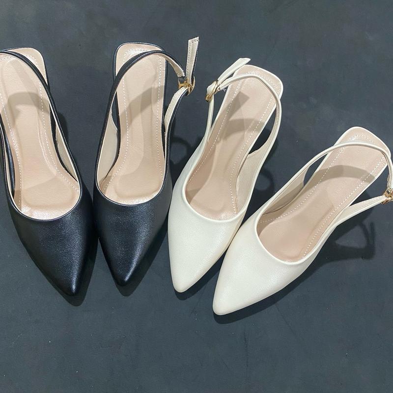 Giày sục nữ hở gót có dây quai hậu cài sau cao 5p và 7p Nữ Shoes DéP