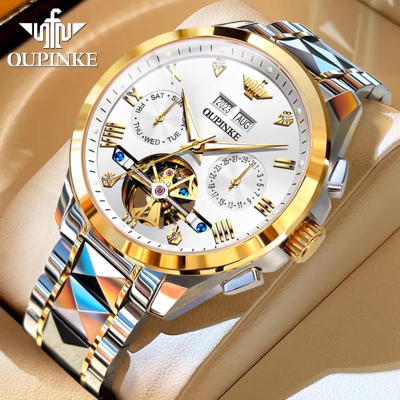 OLEVS 3186 OUPINKE Đồng Hồ Cơ Nam Fullbox Chính Hãng, Size Mặt 40MM,Độ Dày 12MM, Mặt Kính Sapphire,Chống Nước Tiêu Chuẩn 5ATM,Dây Thép Đúc Đặc 316, Thiết Kế Trẻ Trung, Nam Tính