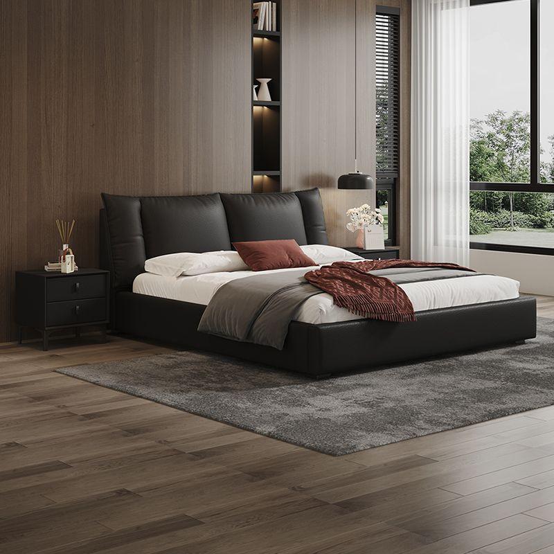 Product Introduction of leather bed  tofu block double modern master bedroom bed high-end storage high box bed 30