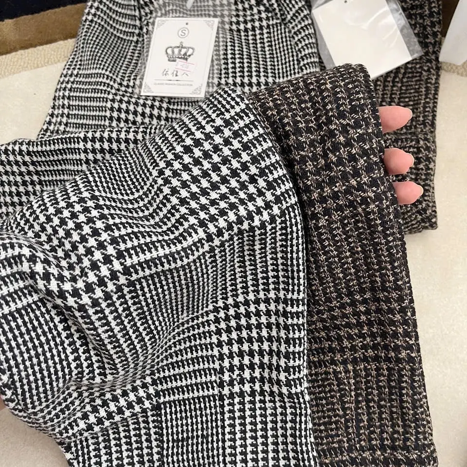 Quần baggy kẻ dạ nhung mềm ấm dày dặn