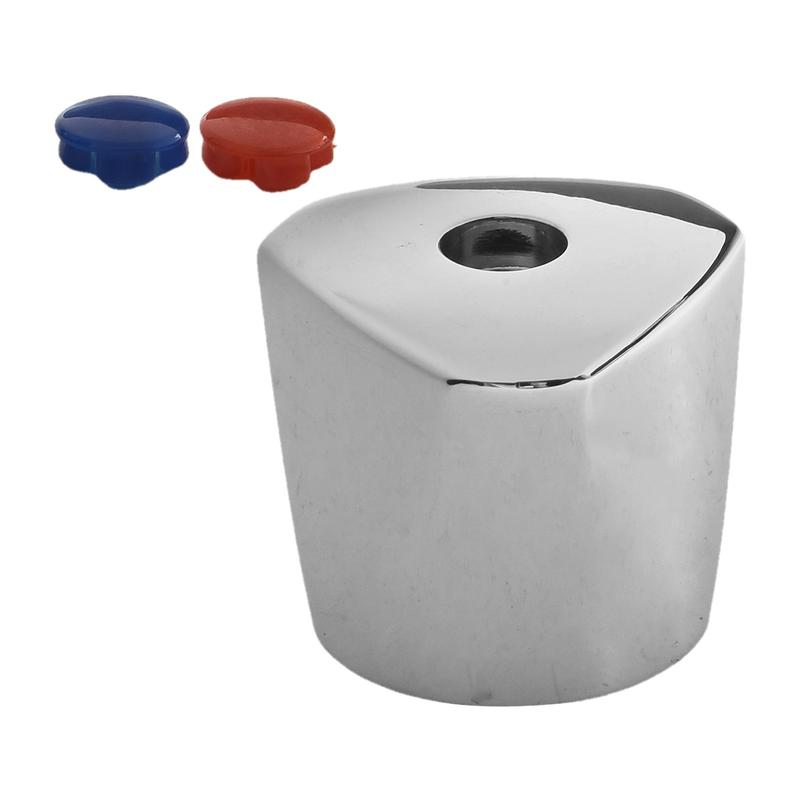 Rotary handle faucet hood handle plastic color marking red blue chrome plated 4