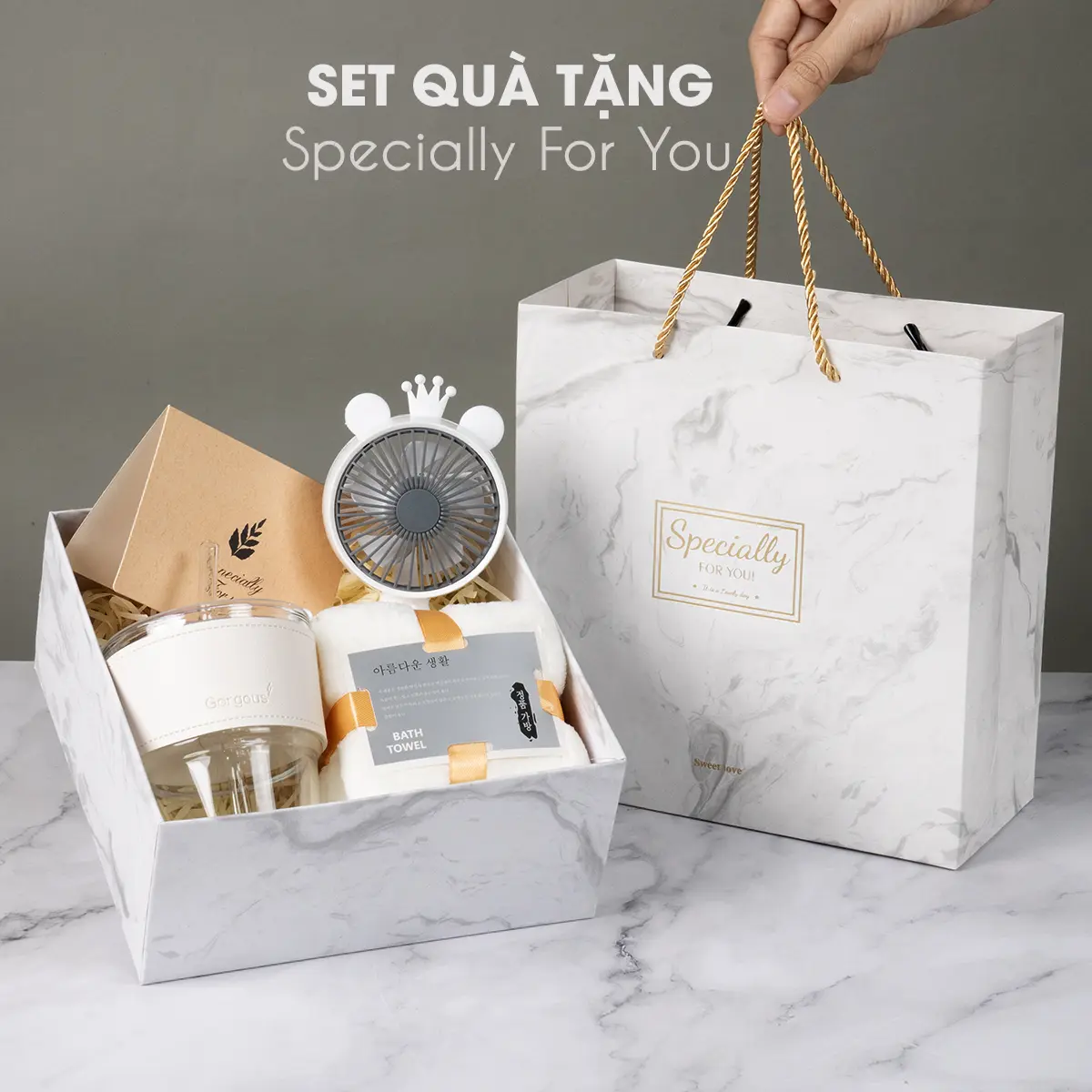 SET QUÀ TẶNG SPECIALLY Kèm Thiệp Chúc Mừng (Bình giữ nhiệt, khăn, ly nước, quạt cầm tay v.v.) Quà Sinh Nhật Tốt Nghiệp