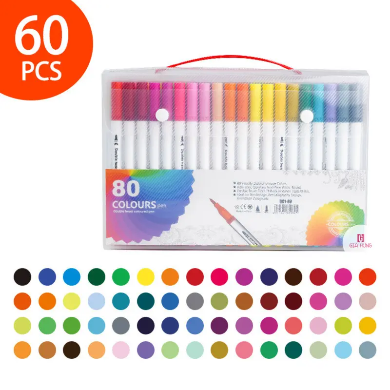 Bút Brush, Bút Đánh Dấu Hai Đầu, Bút Viết Tiêu Đề Fineliner Và Brush Markers Highlighter Vẽ Tranh Học 5